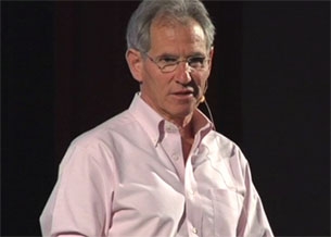 Jon Kabat-Zinn delivering his talk at the Greater Good Science  Center event, "Compassion, Mindfulness, and Well-Being."