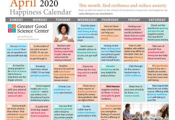 Your Greater Good Calendar for April 2020