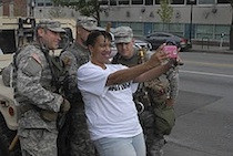 A selfie with National Guard soldiers in Baltimore on May 1, 2015.