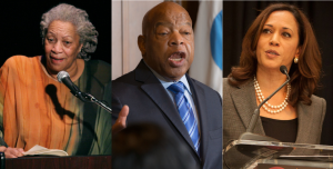 Black storytellers: Author Toni Morrison, Congressman John Lewis, and Senator Kamala Harris
