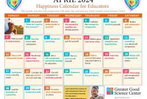 Happiness Calendar for Educators for April 2024