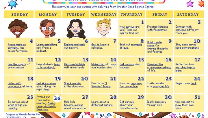 Happiness Calendar for Educators for August 2024