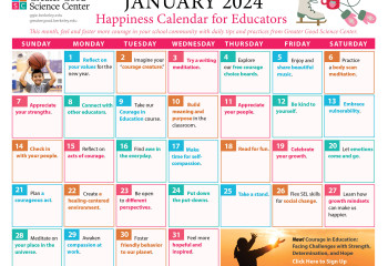 Happiness Calendar for Educators for January 2024