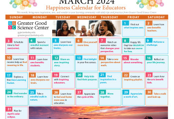 Happiness Calendar for Educators for March 2024