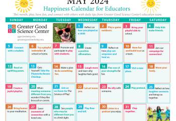 Happiness Calendar for Educators for May 2024
