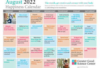 Your Happiness Calendar for August 2022