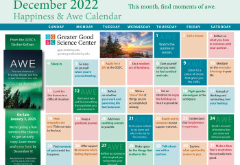 Your Happiness & Awe Calendar for December 2022