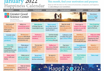 Your Happiness Calendar for January 2022