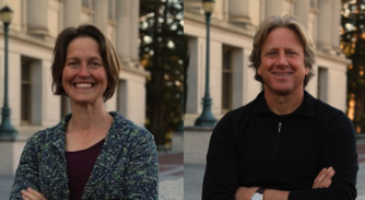Emiliana Simon-Thomas and Dacher Keltner, co-instructors for <a href=“https://www.edx.org/course/science-happiness-uc-berkeleyx-gg101x”>GG101x: The Science of Happiness</a>. You can still enroll for the self-paced course.