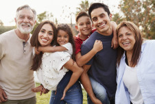 A multigenerational Latino family outdoors