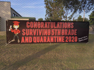 A sign at RL Stevenson Elementary School in Burbank, California.