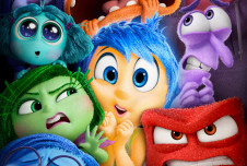 Movie poster for "Inside Out 2" with all the characters crowded onto it