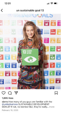An Instagram post by Sierra about United Nations Sustainable Development Goals