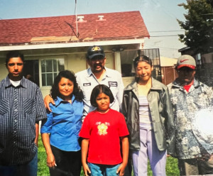 Mayra (second from right) with her father, mother, and three siblings on the day they arrived in San Diego and were reunited.