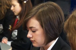 A student participating in the UK-based Mindfulness in Schools Program (MiSP).