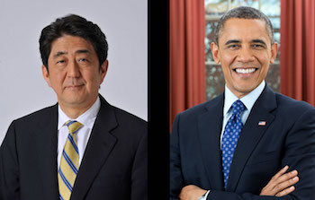 Japanese Prime Minister Shinzo Abe and US President Barack Obama