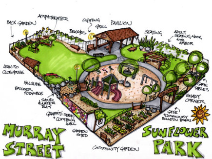 The design for Sunflower Park, developed through the BNP’s “Design Your Own Park” project. The BNP is now helping to build it, in collaboration with the city and the United Way of Broome County.