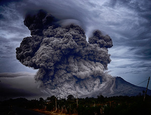Mount Sinabung volcano in Indonesia