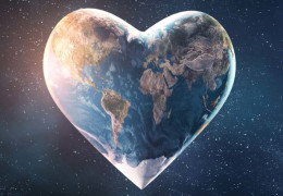 A hypothetical heart-shaped Earth, as it would be if seen from space.