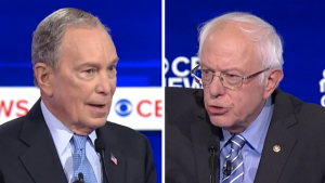 In the Democratic primary debates, Michael Bloomberg (left) has represented a merit-based vision of a good society, while Bernie Sanders (right) has championed redistributive policies.
