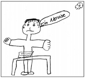 An elementary-level student’s drawing depicting how the student felt while taking a standardized test.