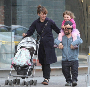 <em>Game of Thrones</em> star Peter Dinklage with his wife, Erica Schmidt, and their daughter.
