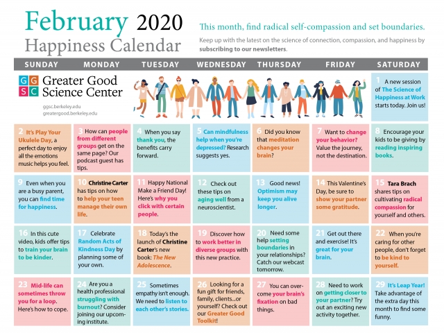 Your Happiness Calendar for February 2020