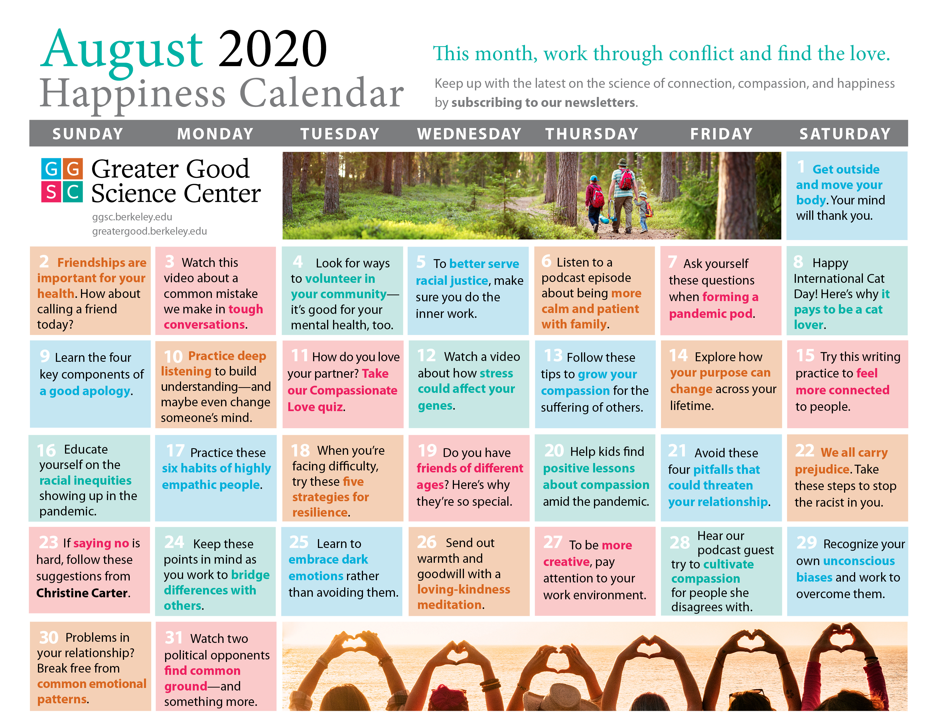 Your Happiness Calendar for August 2020