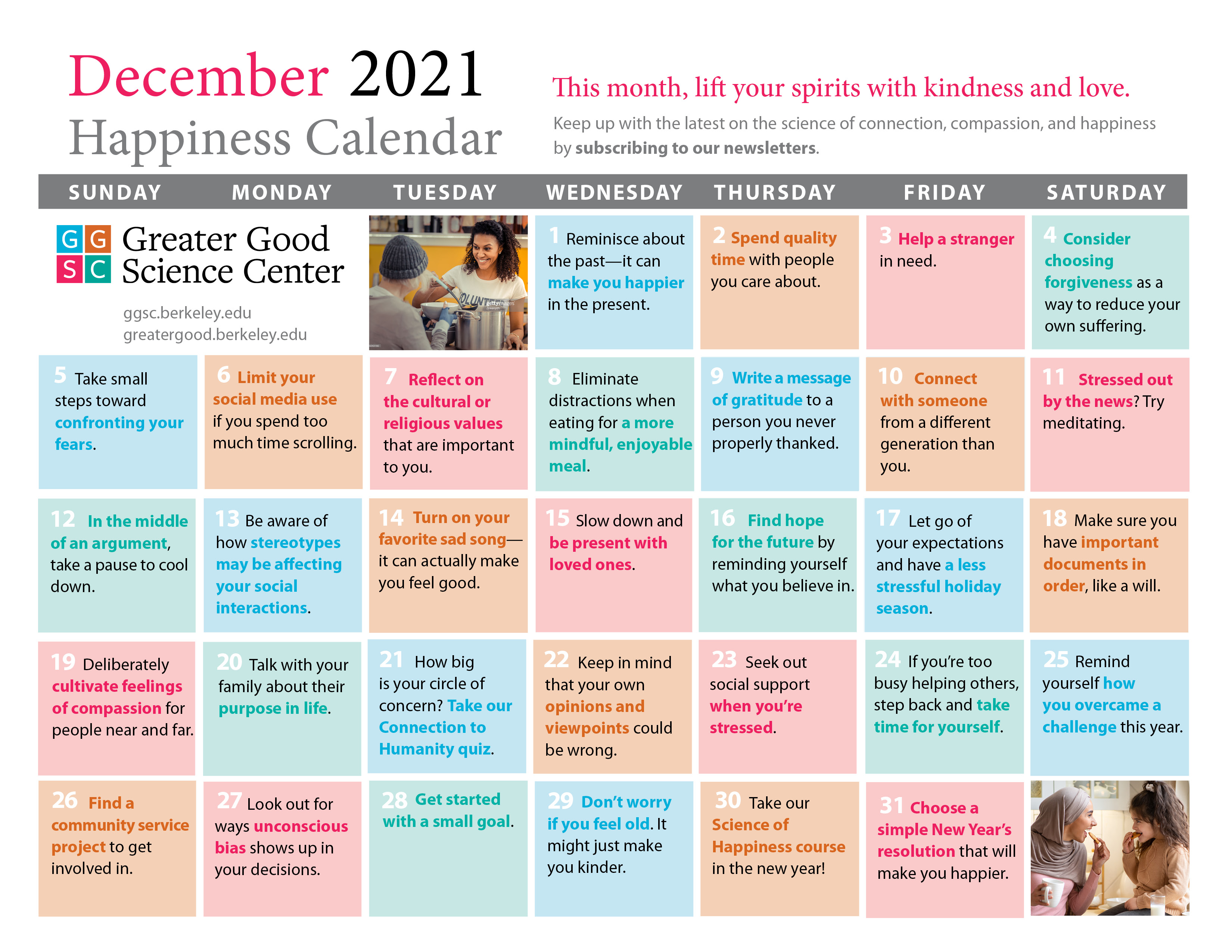 November happiness calendar