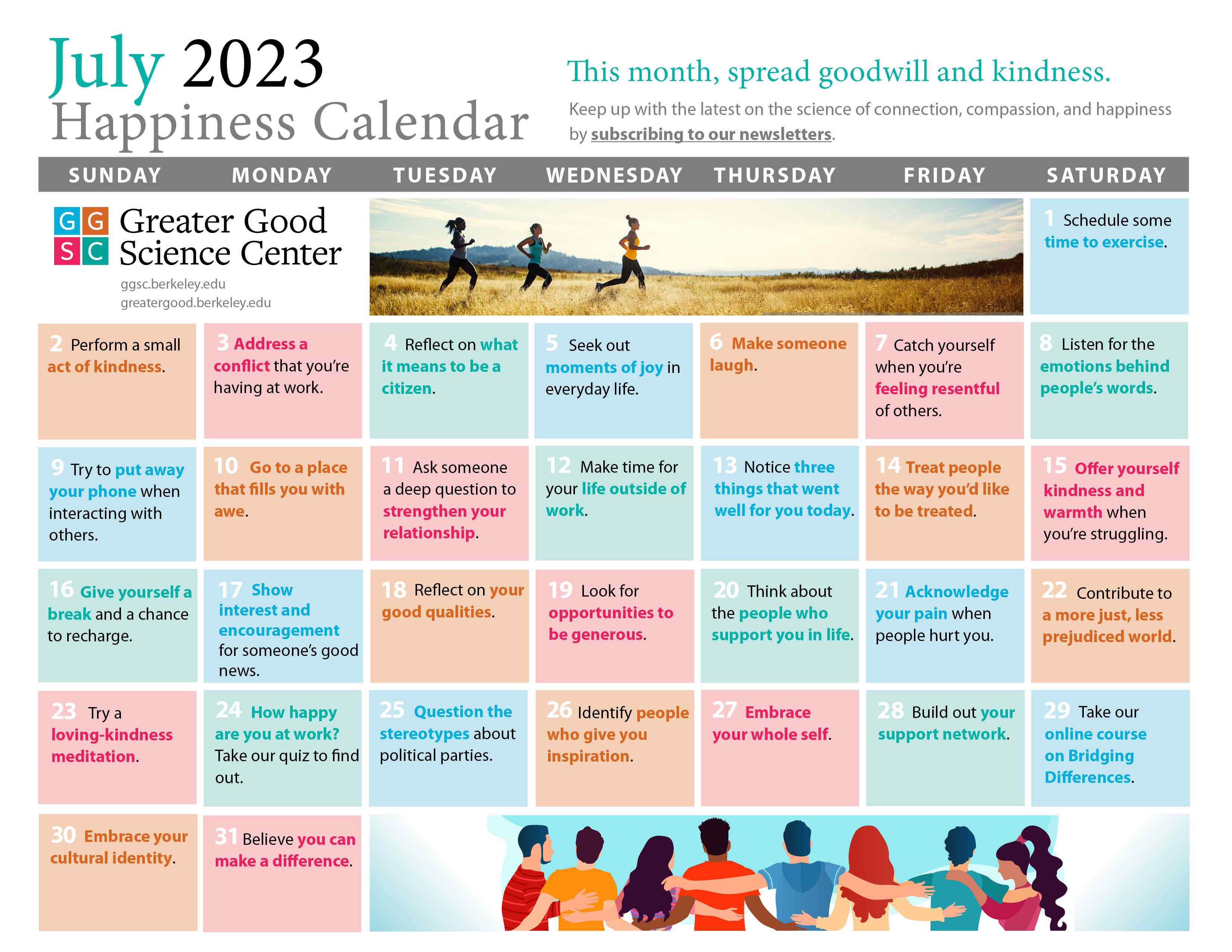 April 2023 happiness calendar