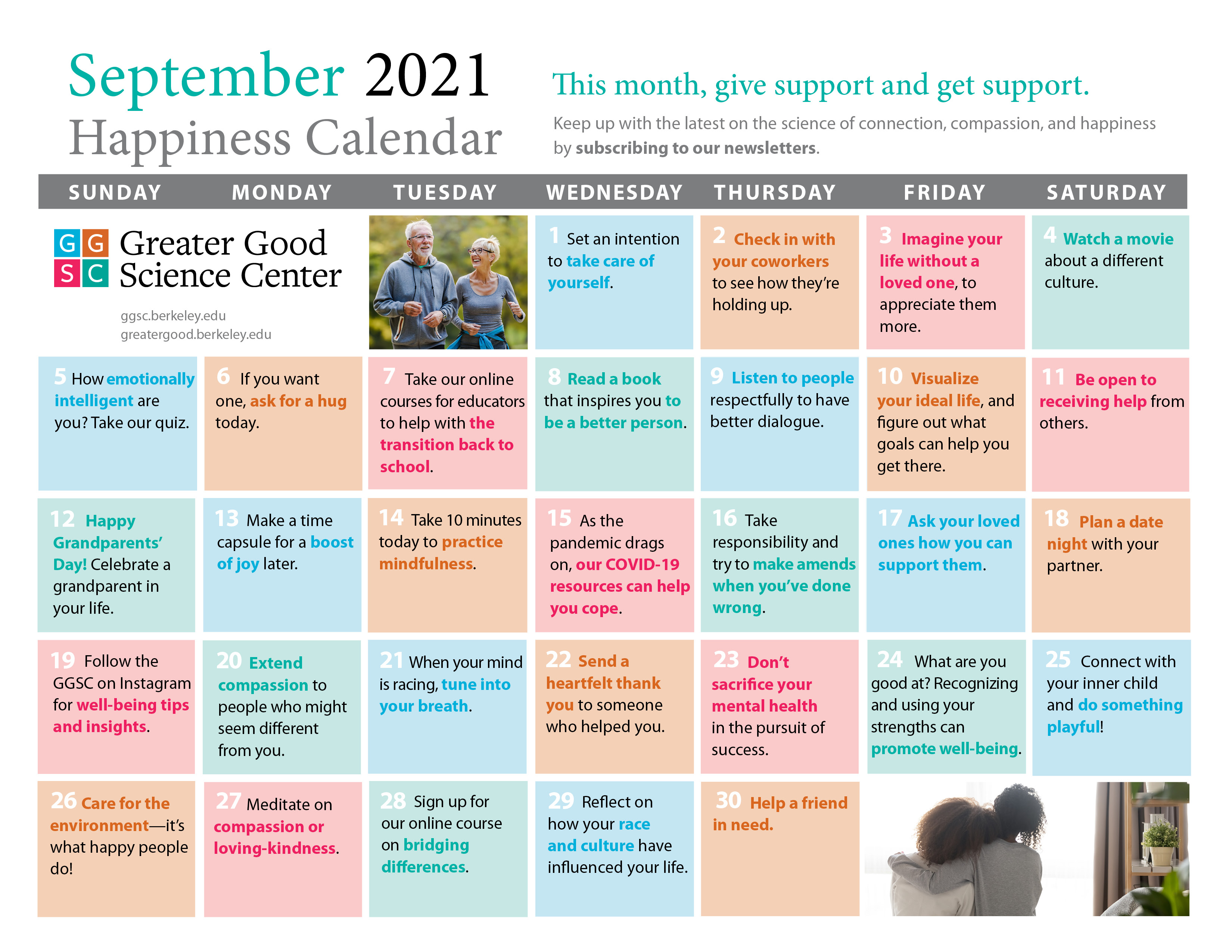 September happiness calendar